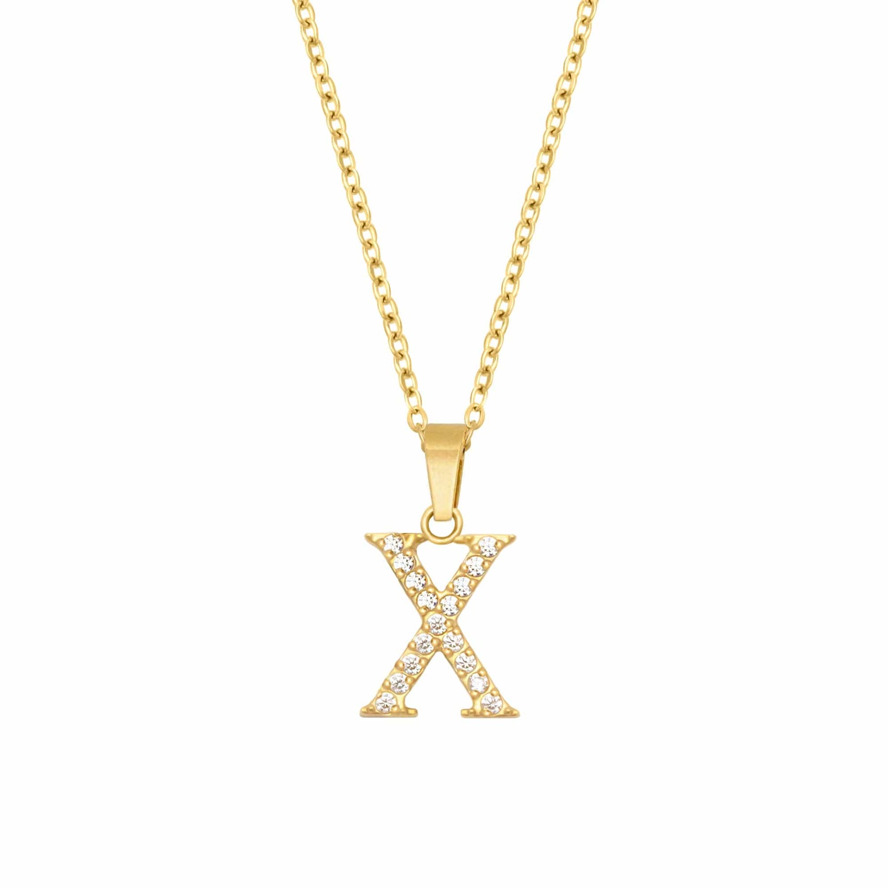 BohoMoon Stainless Steel Roman Numerals Necklace Gold / X