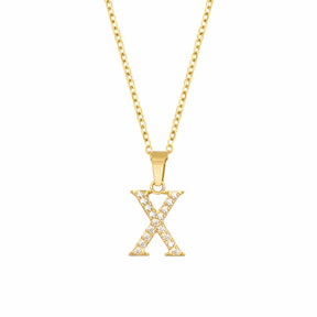 BohoMoon Stainless Steel Roman Numerals Necklace Gold / X