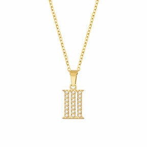 BohoMoon Stainless Steel Roman Numerals Necklace Gold / III