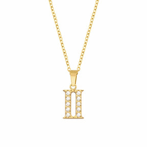 BohoMoon Stainless Steel Roman Numerals Necklace Gold / II
