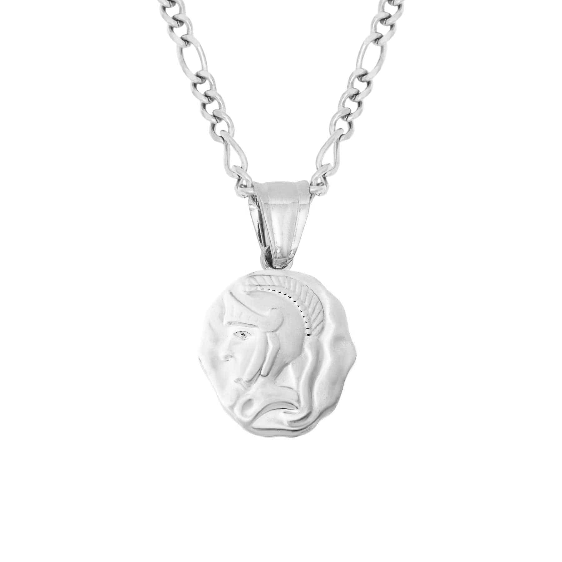 BohoMoon Stainless Steel Rome Coin Necklace Silver