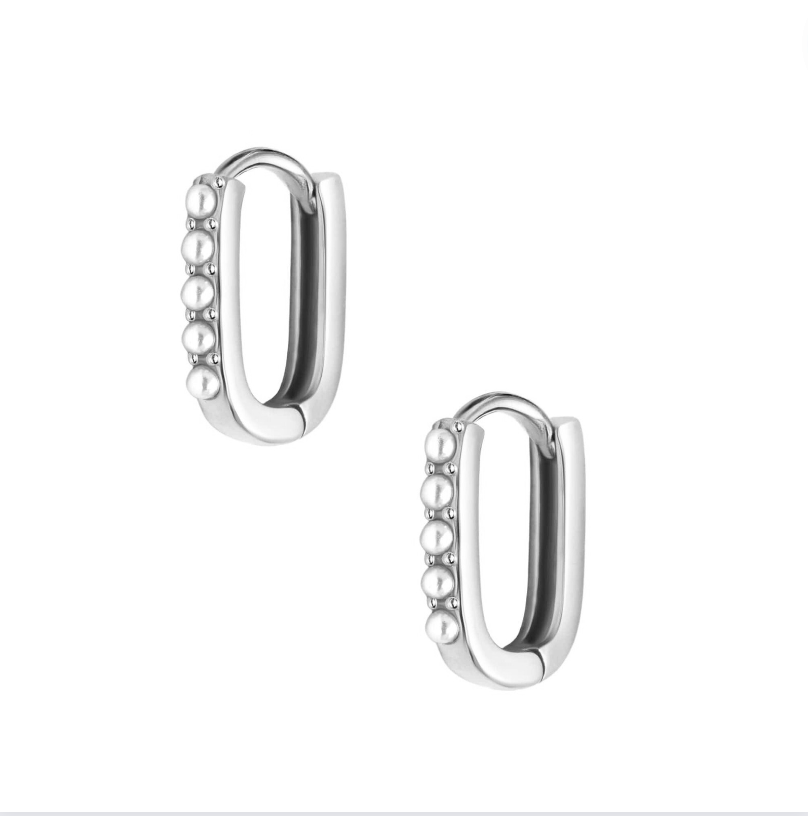 BOHOMOON Stainless Steel Rosalie Pearl Hoop Earrings Silver