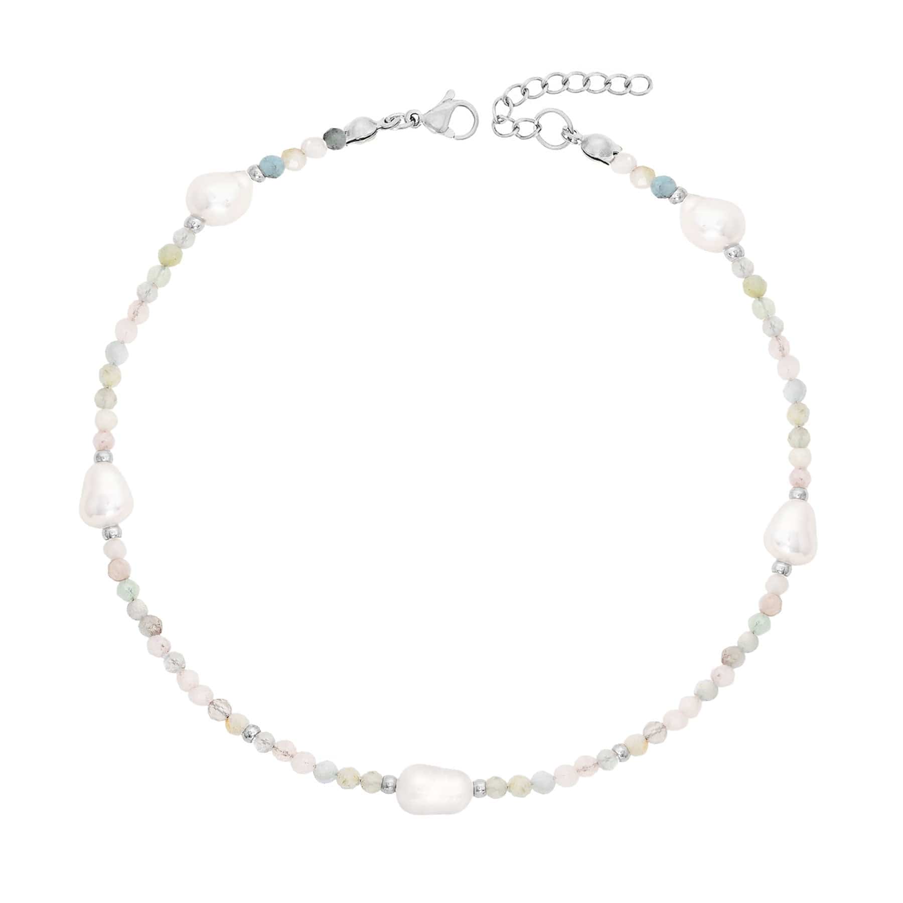 BohoMoon Stainless Steel Rosie Pearl Anklet Silver