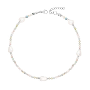 BohoMoon Stainless Steel Rosie Pearl Anklet Silver