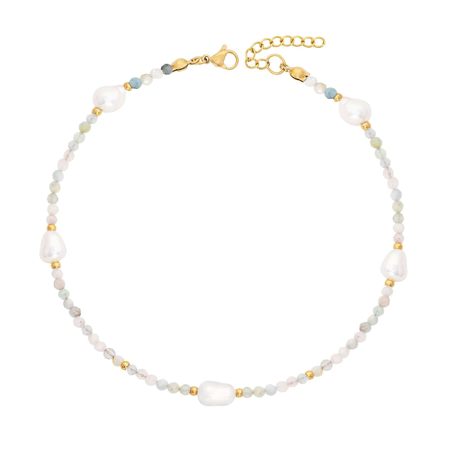 BohoMoon Stainless Steel Rosie Pearl Anklet Gold