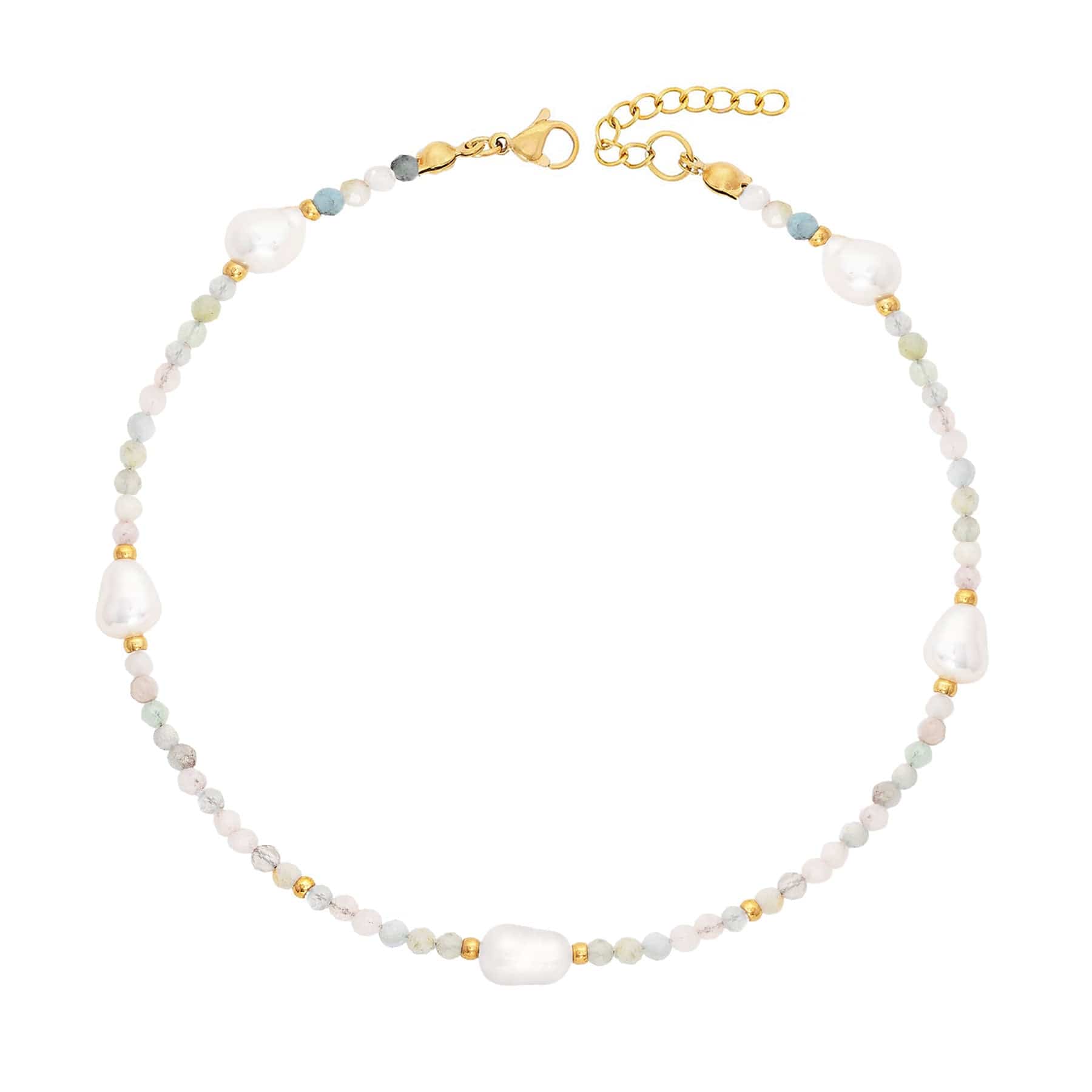 BohoMoon Stainless Steel Rosie Pearl Anklet Gold