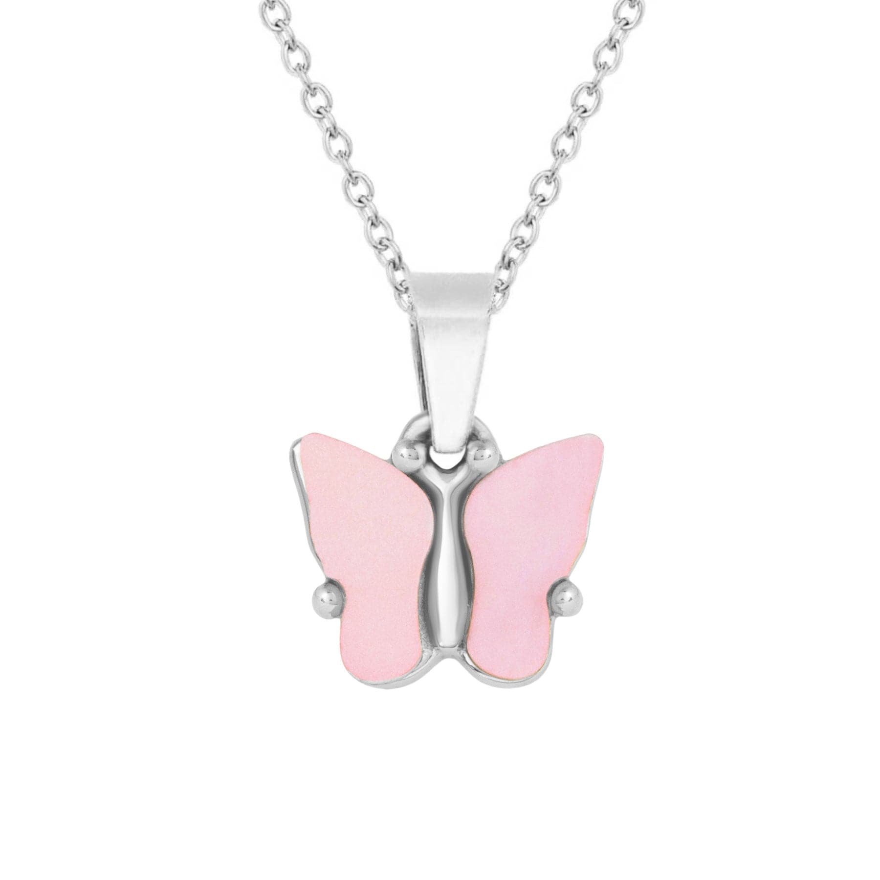 BohoMoon Stainless Steel Royale Butterfly Necklace Silver / Pink