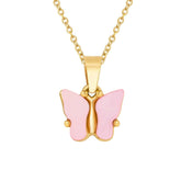 BohoMoon Stainless Steel Royale Butterfly Necklace Gold / Pink