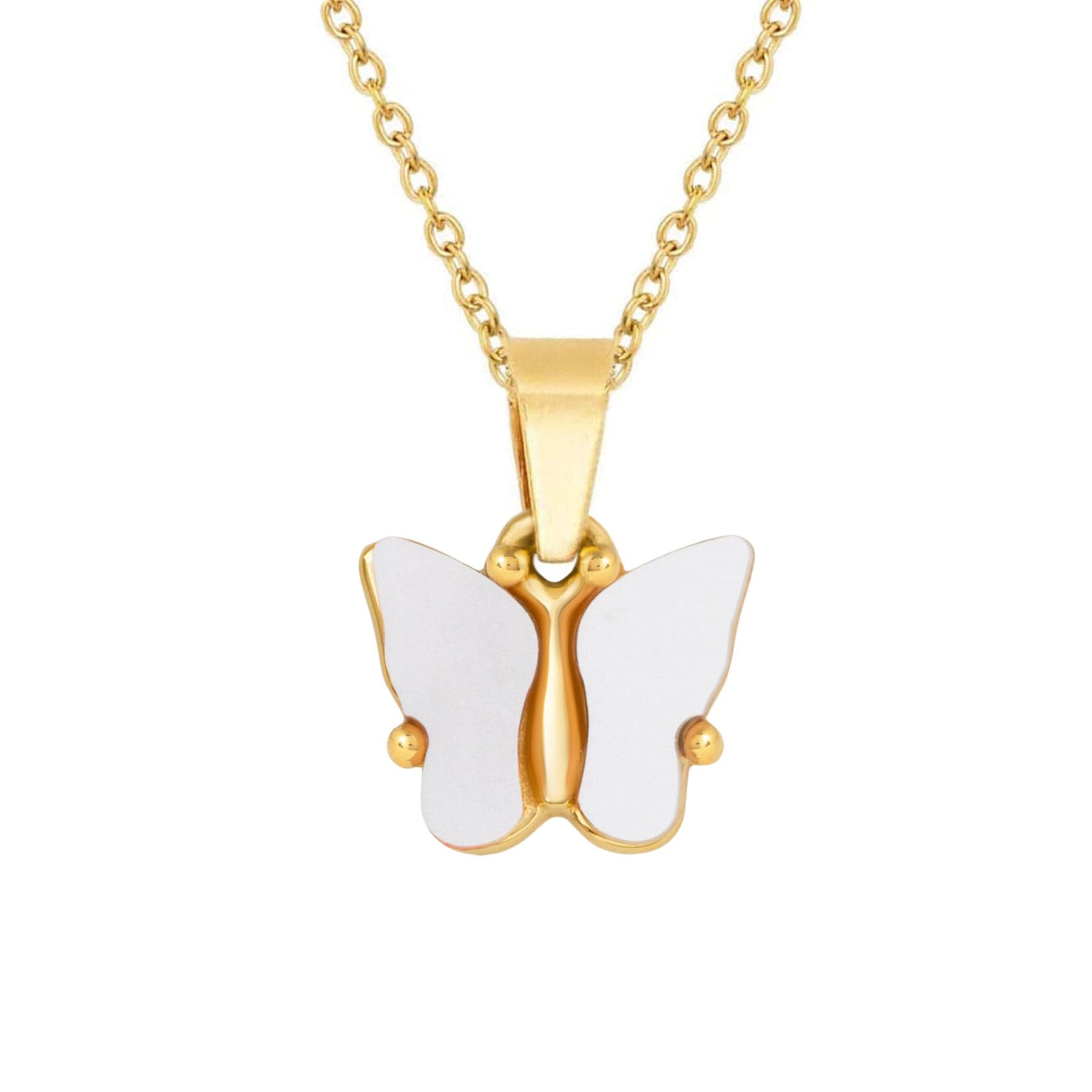 BohoMoon Stainless Steel Royale Butterfly Necklace Gold / White