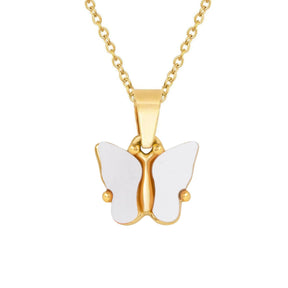 BohoMoon Stainless Steel Royale Butterfly Necklace Gold / White