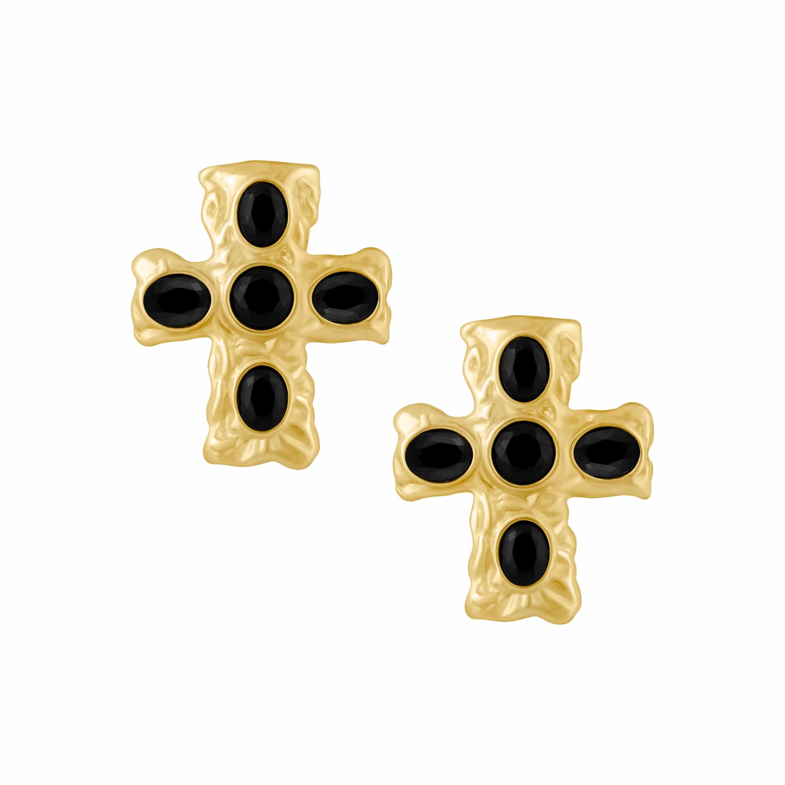 Bohomoon Stainless Steel Sable Cross Stud Earrings