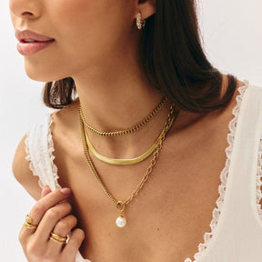 Bohomoon Stainless Steel Saffron Pearl Necklace