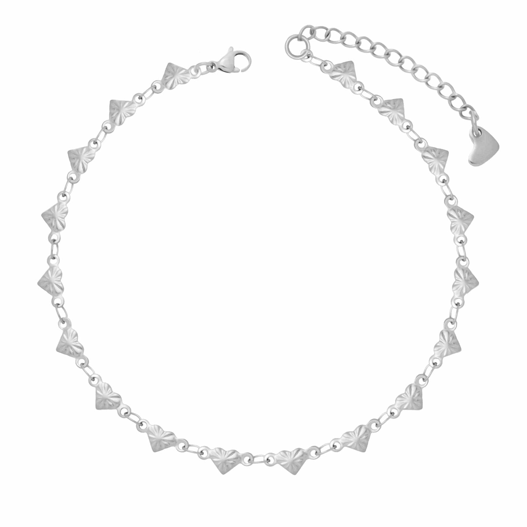 BohoMoon Stainless Steel Santorini Heart Anklet Silver