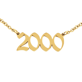 BohoMoon Stainless Steel Script Year Choker Necklace Gold / 1991