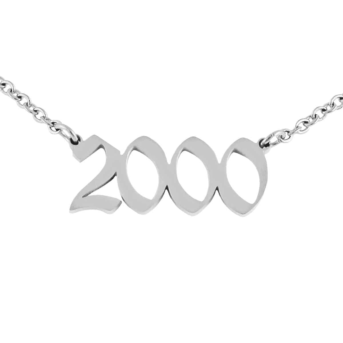 BohoMoon Stainless Steel Script Year Choker Necklace Silver / 1990