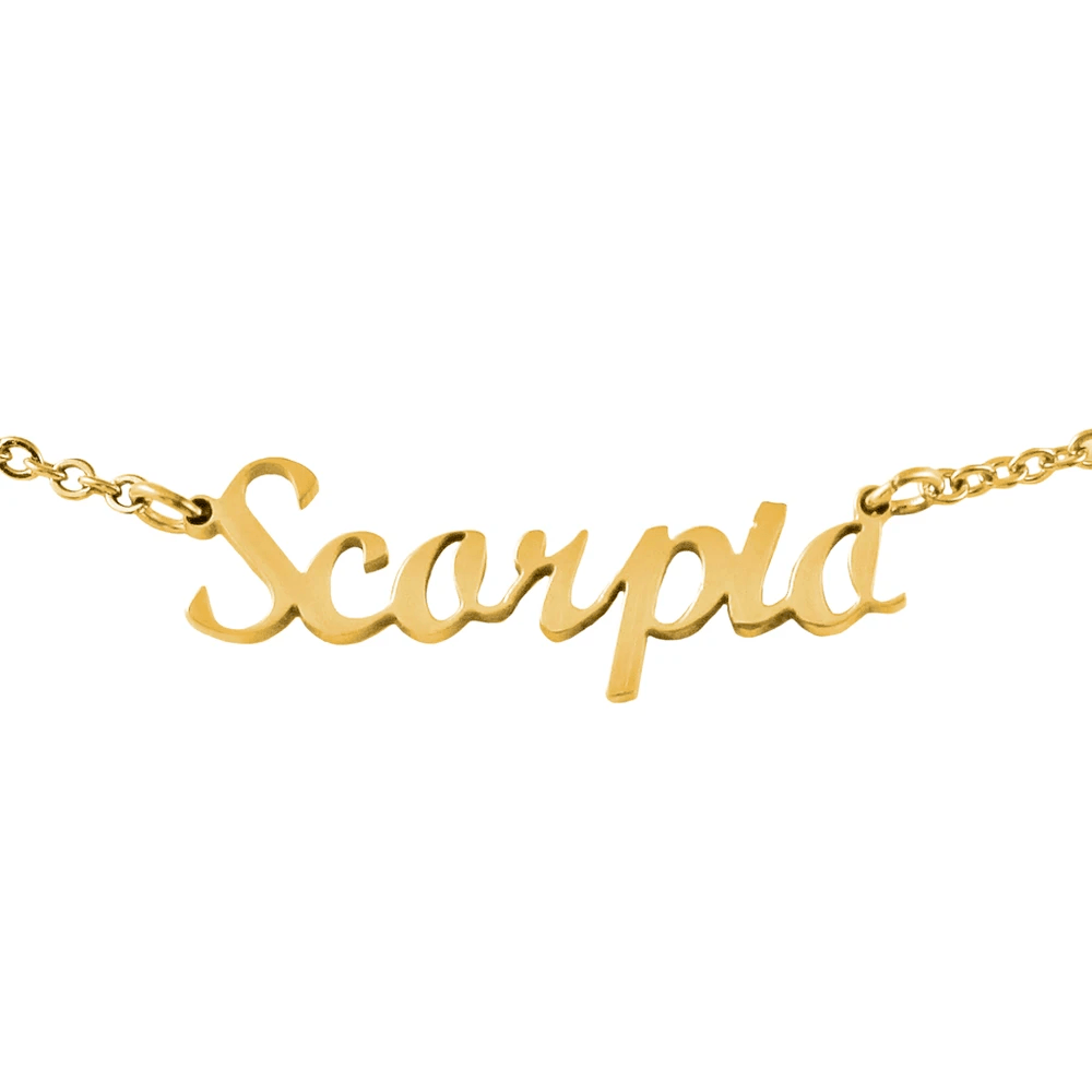 BohoMoon Stainless Steel Script Zodiac Choker Necklace Gold / Capricorn