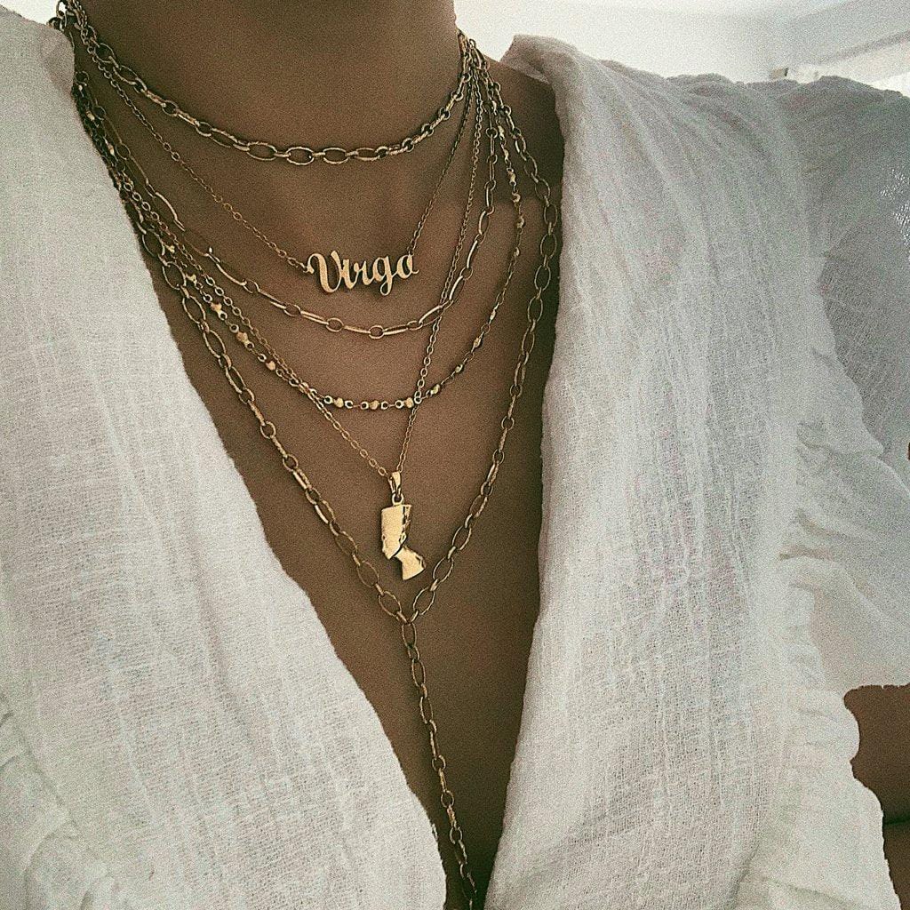 BohoMoon Stainless Steel Script Zodiac Choker Necklace