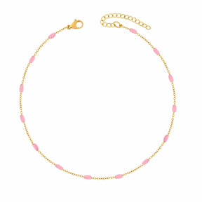 BohoMoon Stainless Steel Seabreeze Anklet Gold / Pink