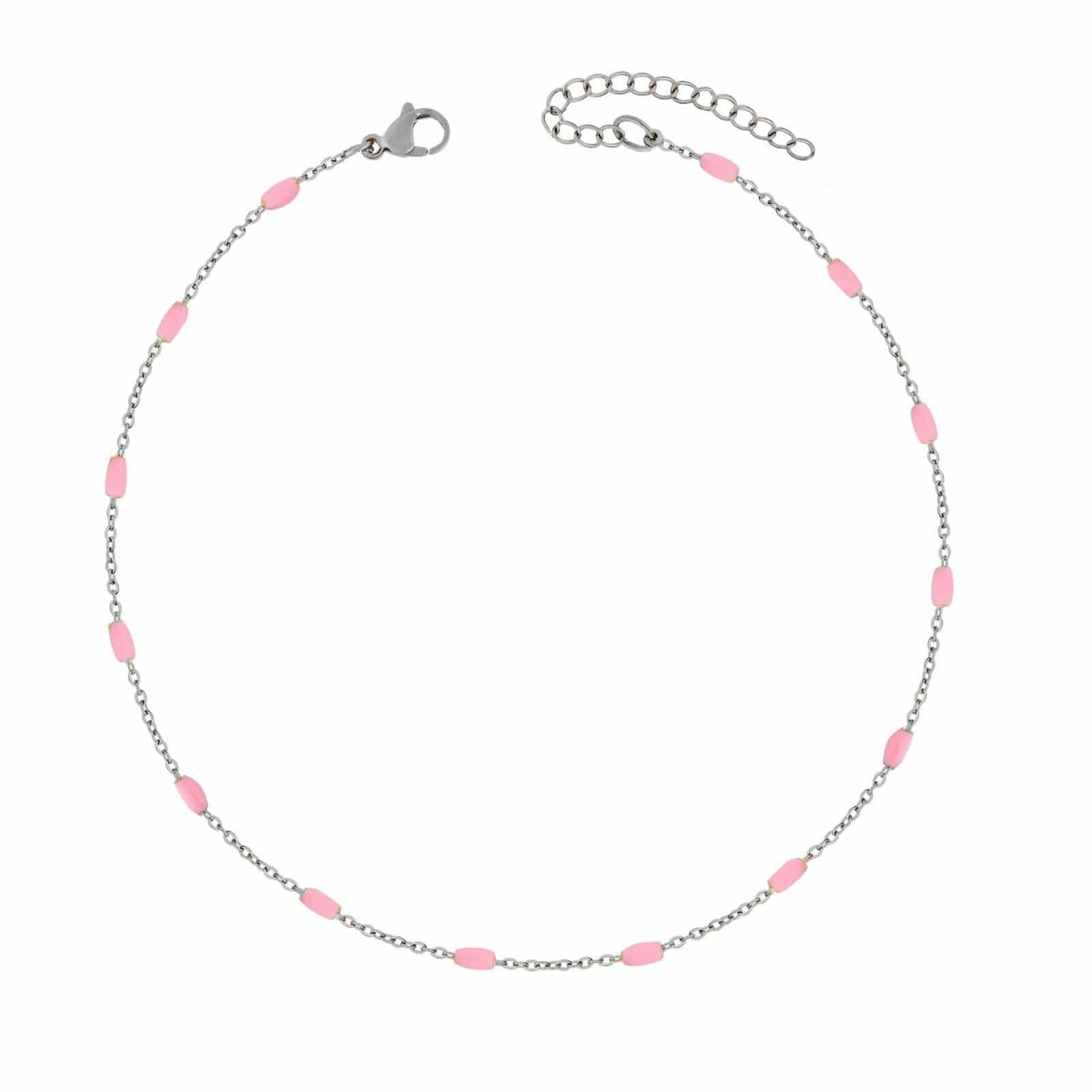 BohoMoon Stainless Steel Seabreeze Anklet Silver / Pink
