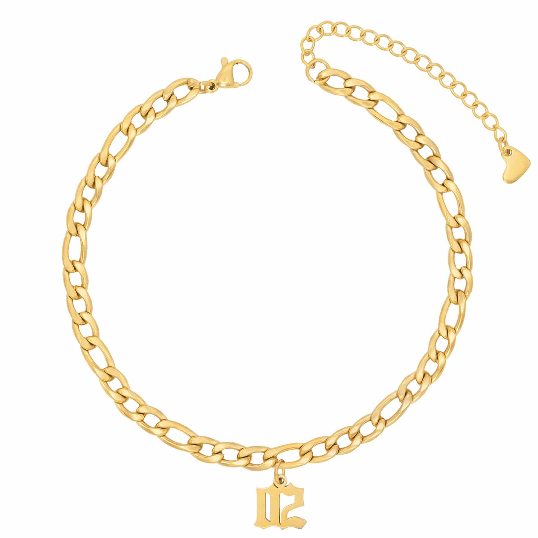 BohoMoon Stainless Steel Sequence Figaro Year Anklet Gold / 91