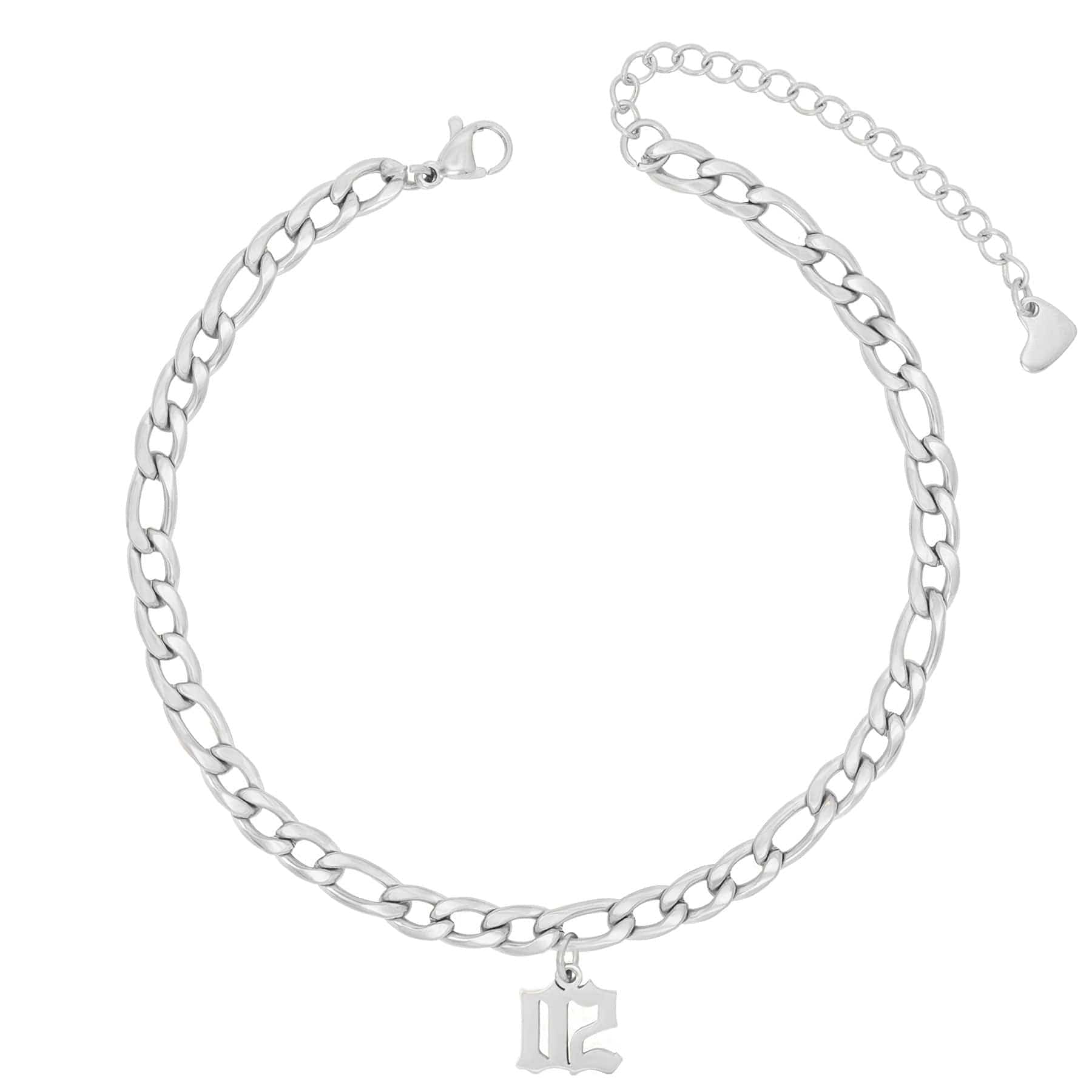 BohoMoon Stainless Steel Sequence Figaro Year Anklet Silver / 91