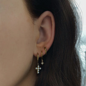 BohoMoon Stainless Steel Seraphina Pearl Hoop Earrings Gold