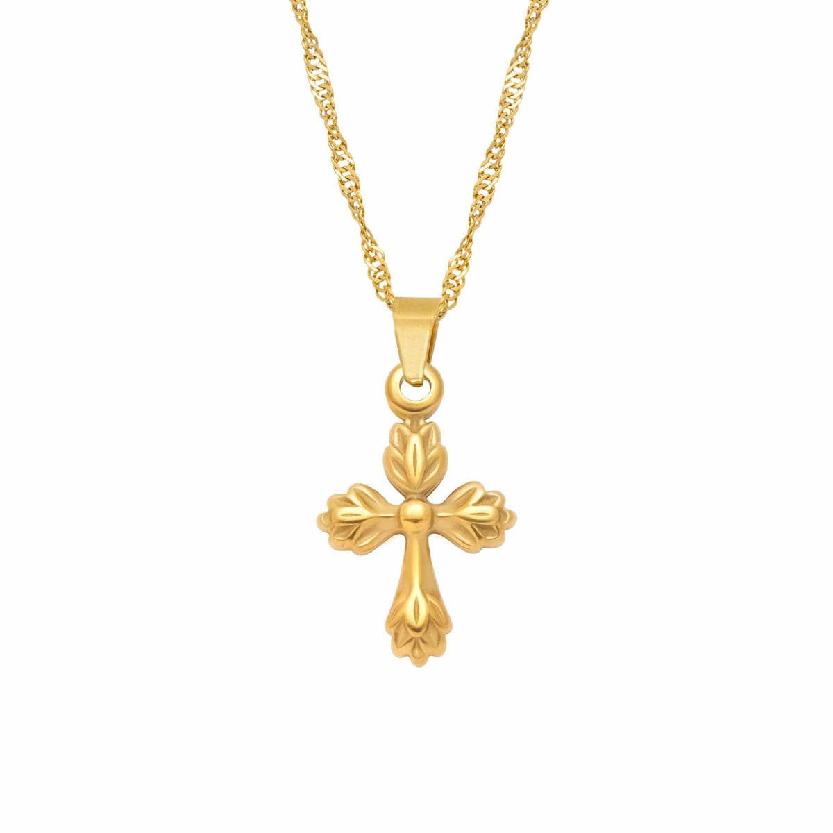 BohoMoon Stainless Steel Serenity Cross Necklace Gold