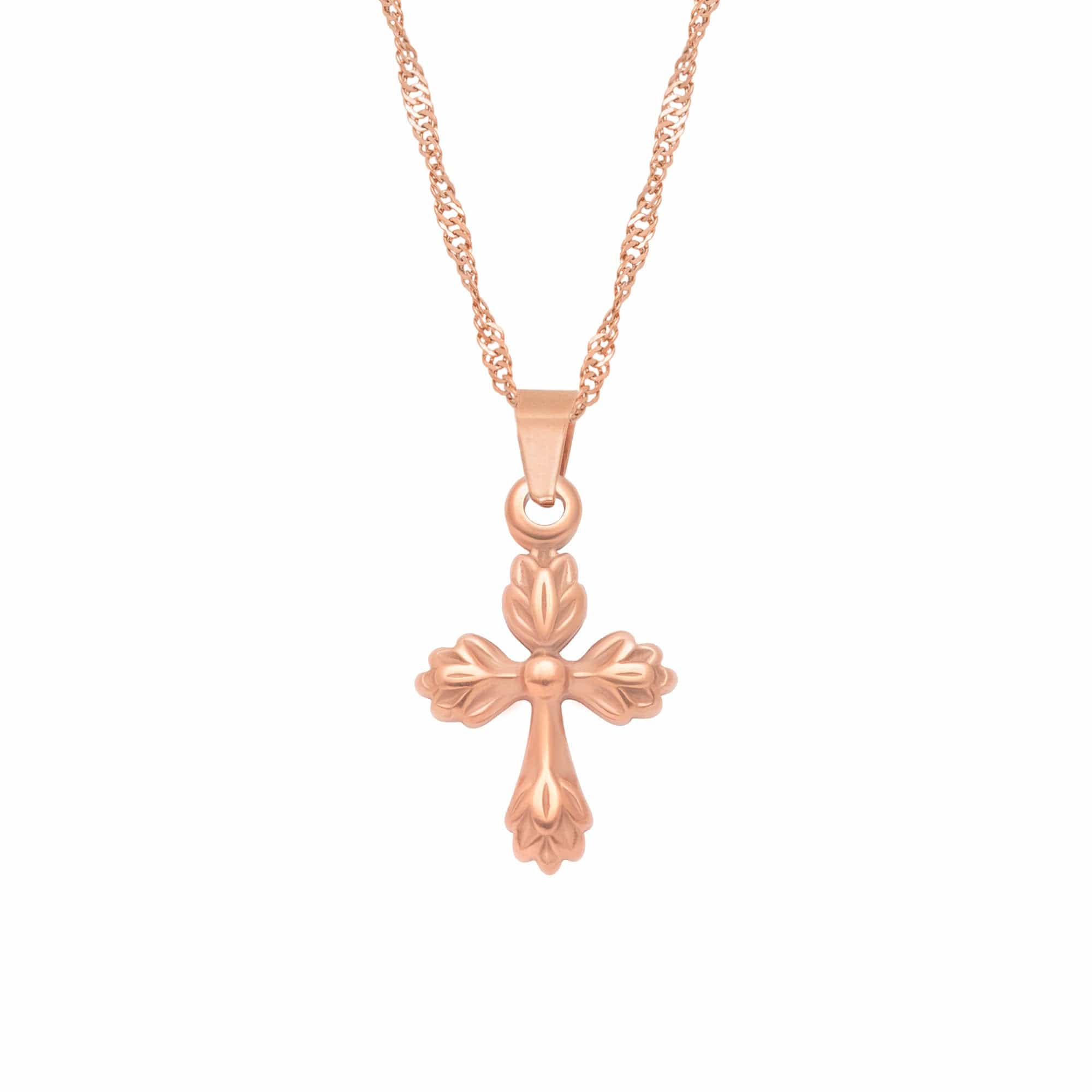 BohoMoon Stainless Steel Serenity Cross Necklace Rose Gold