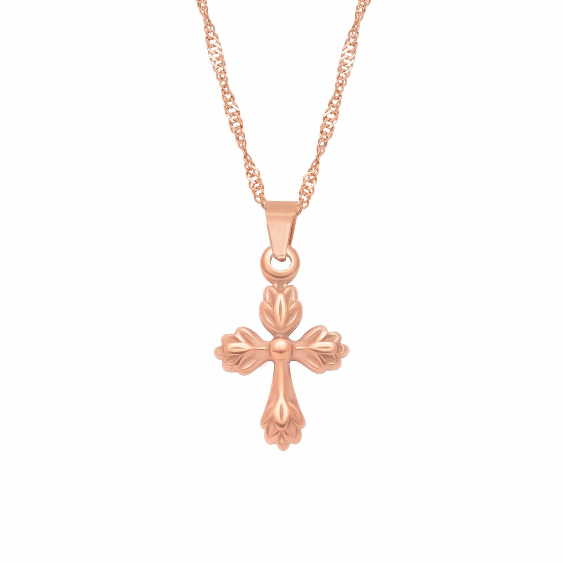 BohoMoon Stainless Steel Serenity Cross Necklace Rose Gold