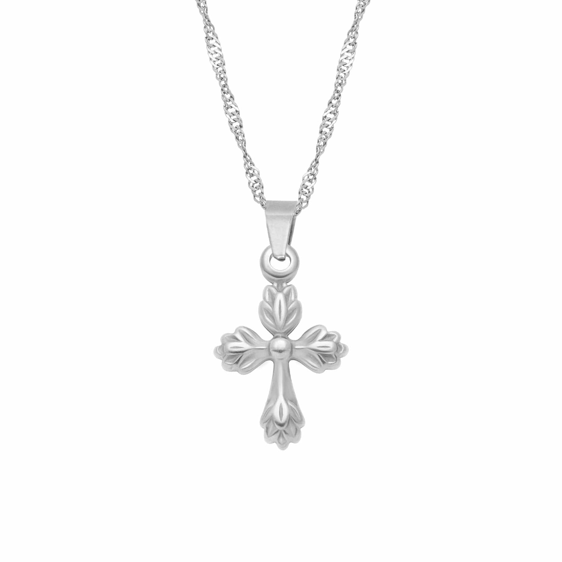 BohoMoon Stainless Steel Serenity Cross Necklace Silver