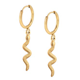 BOHOMOON Stainless Steel Seville Snake Hoop Earrings Gold