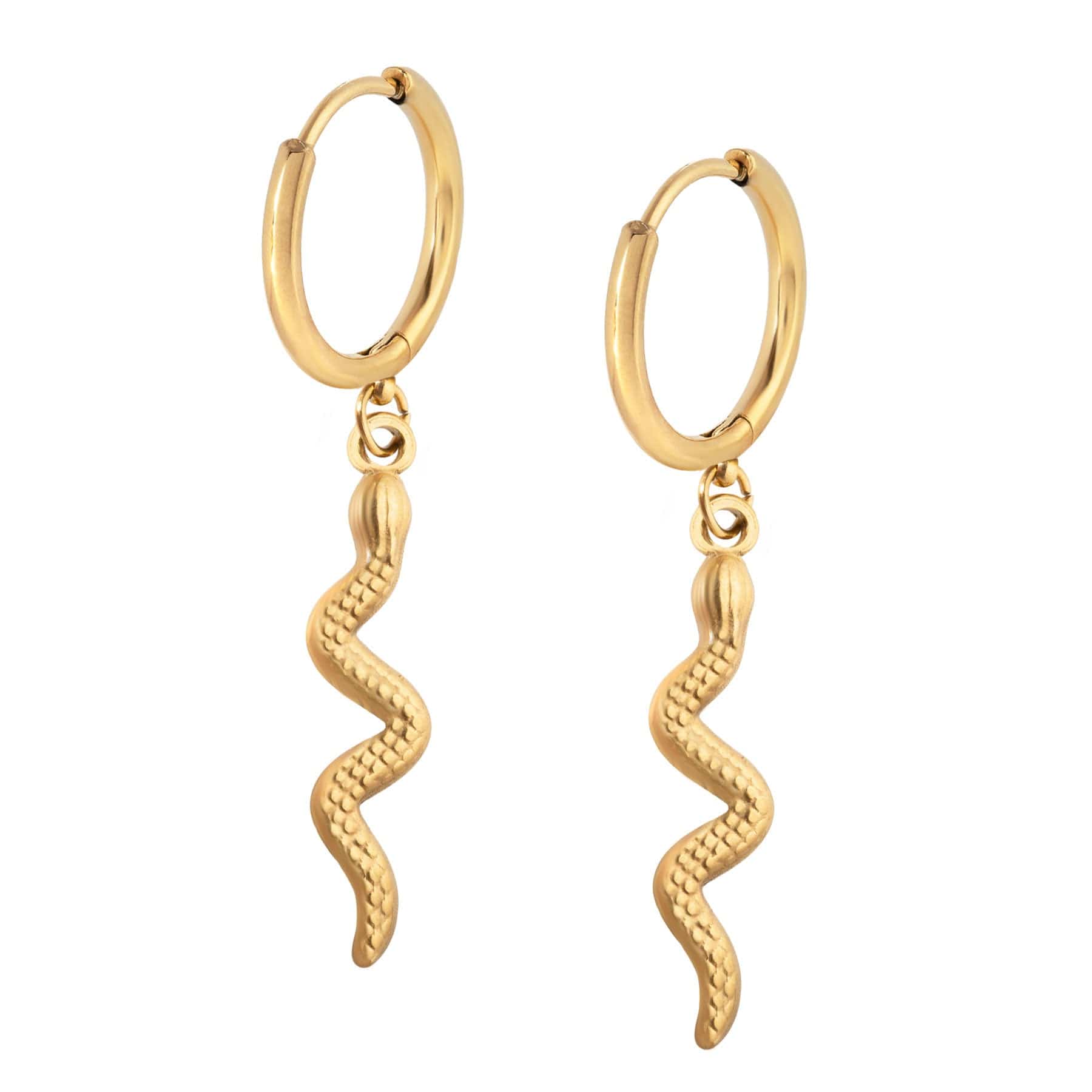 BOHOMOON Stainless Steel Seville Snake Hoop Earrings Gold