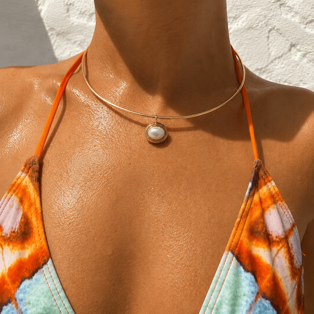 Bohomoon Stainless Steel Shay Collar Pearl Necklace