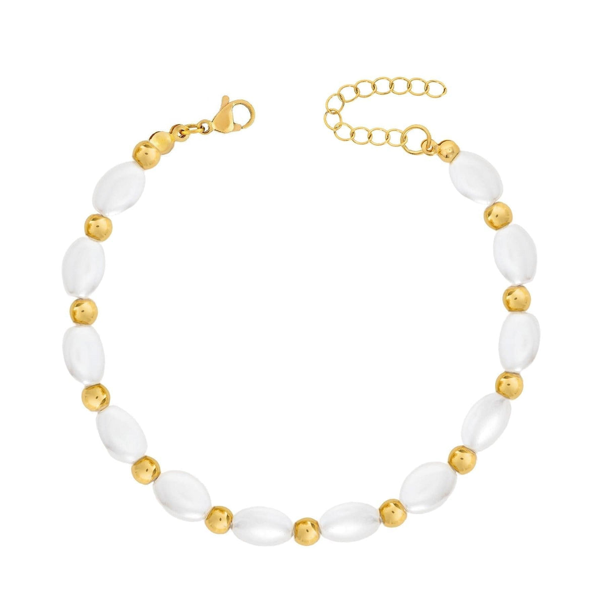 BohoMoon Stainless Steel Shelby Pearl Bracelet Gold / Small