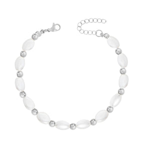 BohoMoon Stainless Steel Shelby Pearl Bracelet Silver / Small