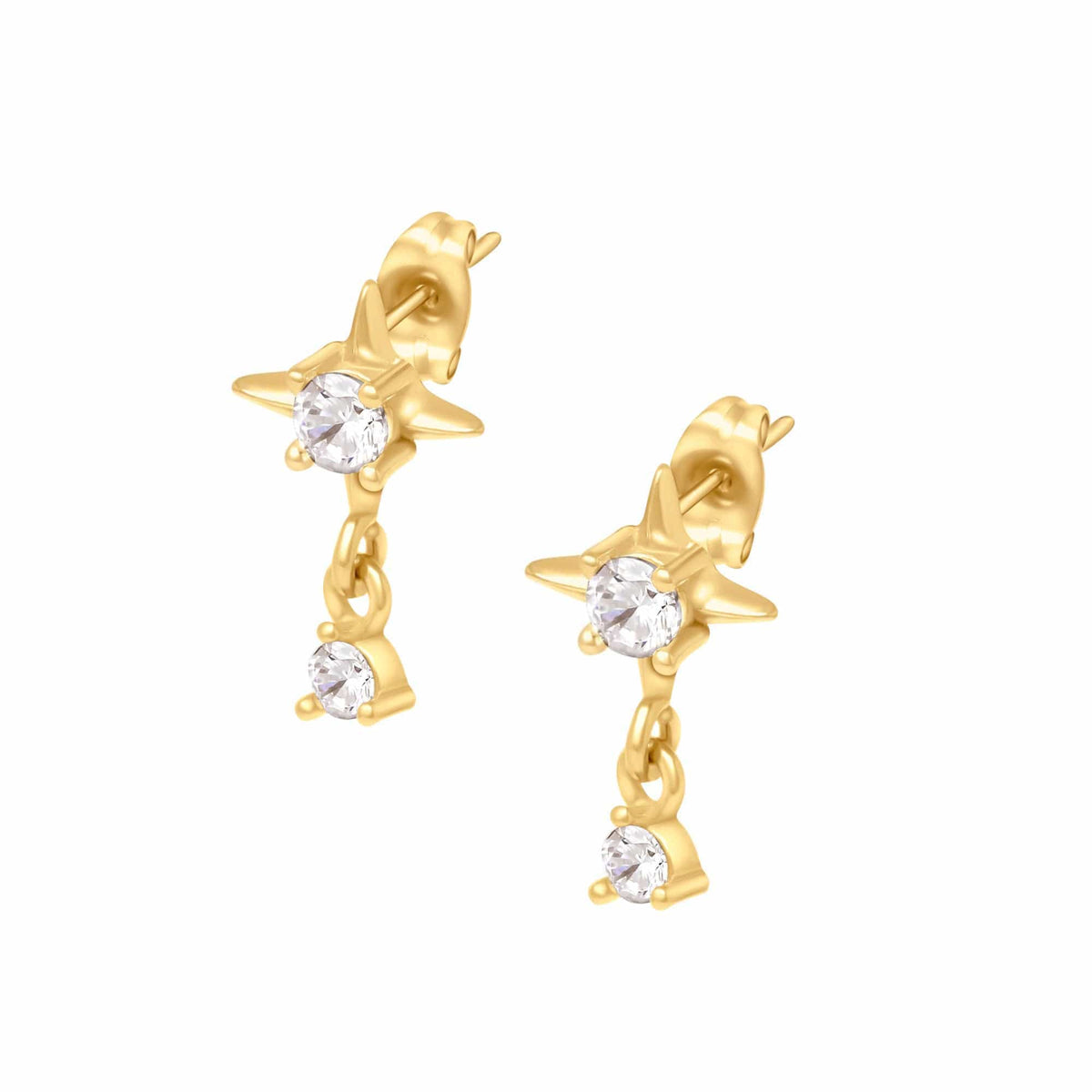 BohoMoon Stainless Steel Shooting Star Stud Earrings Gold