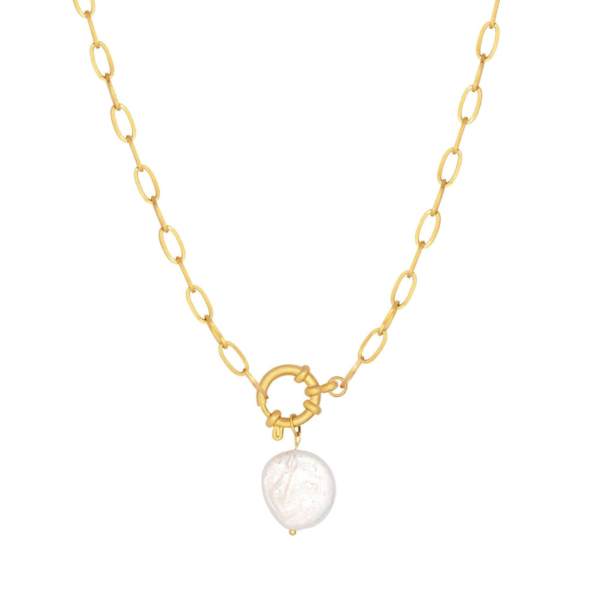 BohoMoon Stainless Steel Sicily Pearl Necklace Gold