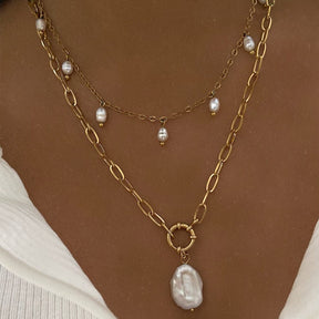 BohoMoon Stainless Steel Sicily Pearl Necklace