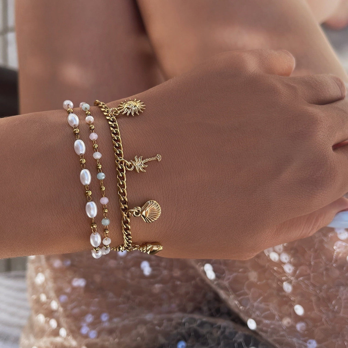 Bohomoon Stainless Steel Sienna Pearl Bracelet