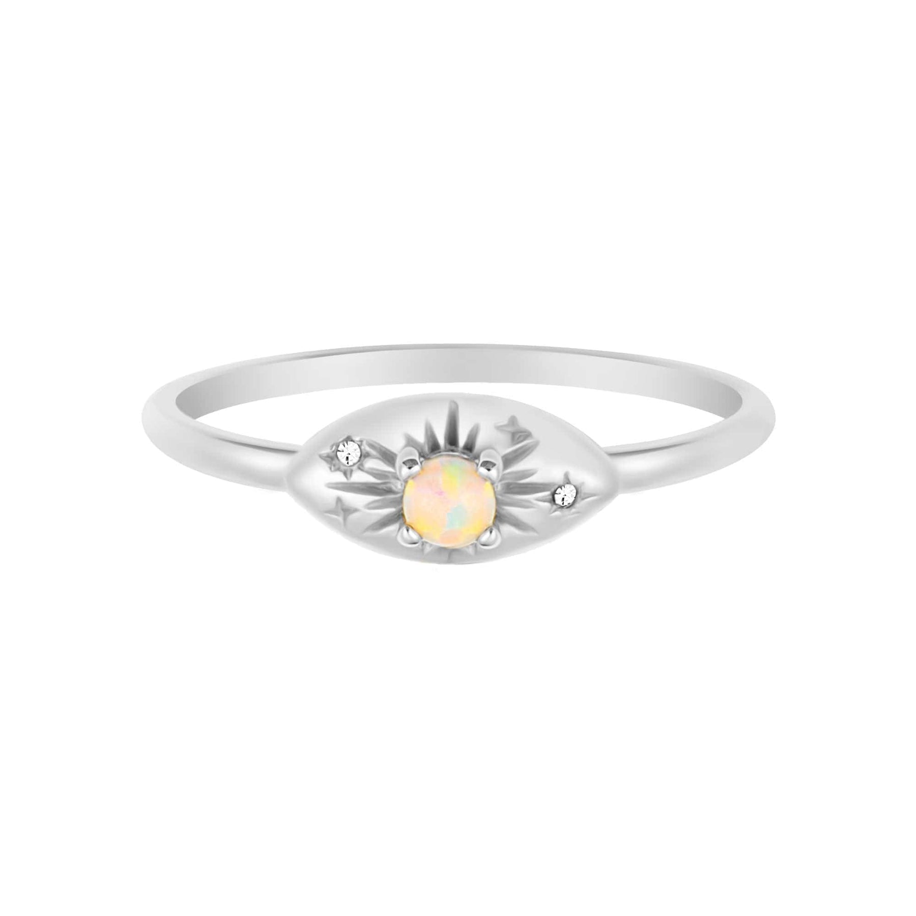 BohoMoon Stainless Steel Snow Opal Ring Silver / US 6 / UK L / EUR 51 (small)