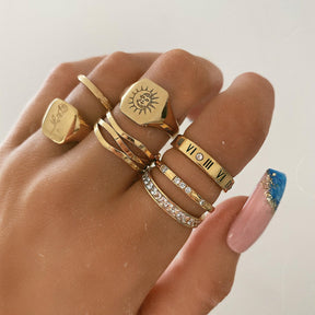 BohoMoon Stainless Steel Solar System Signet Ring