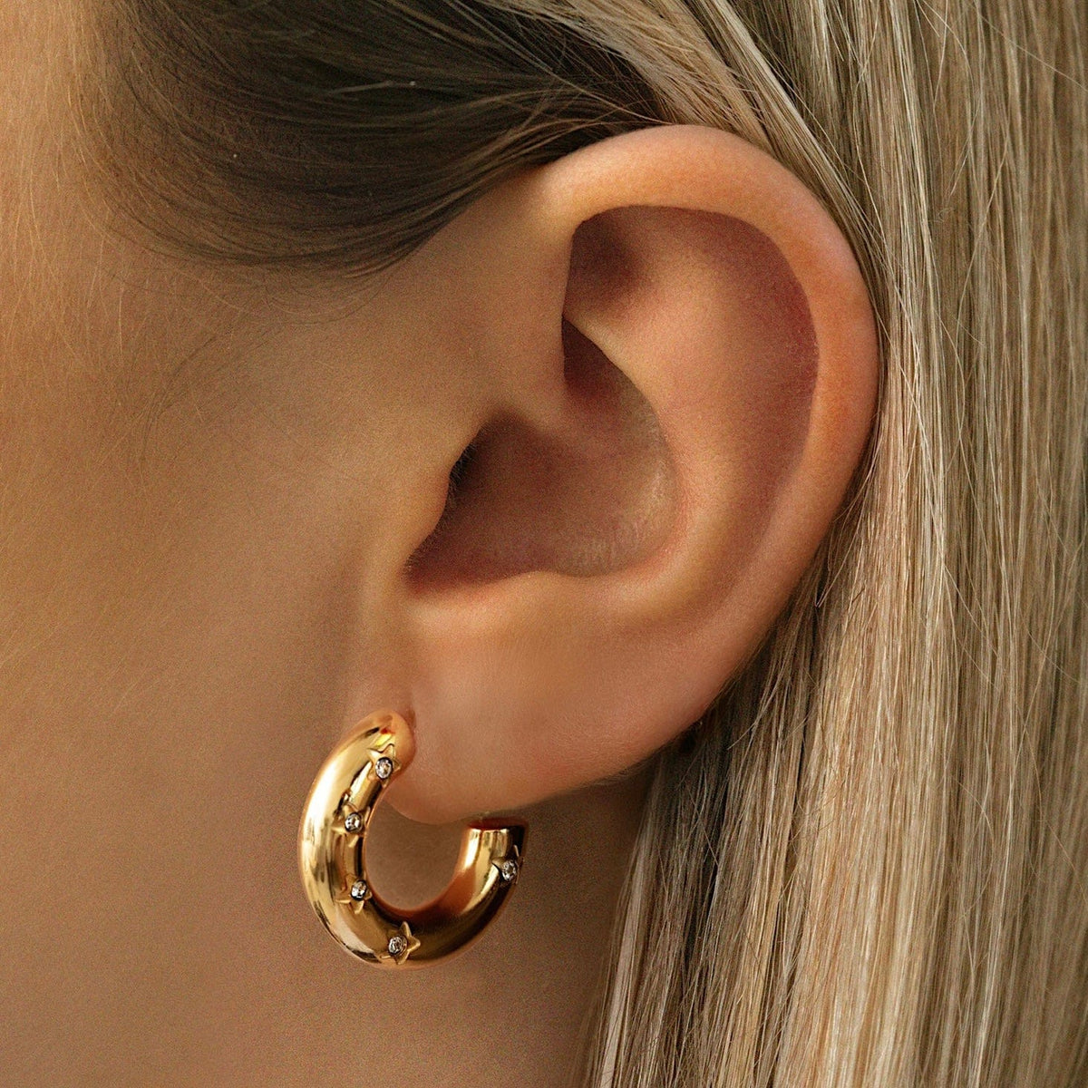 BohoMoon Stainless Steel Spellbound Hoop Earrings Gold