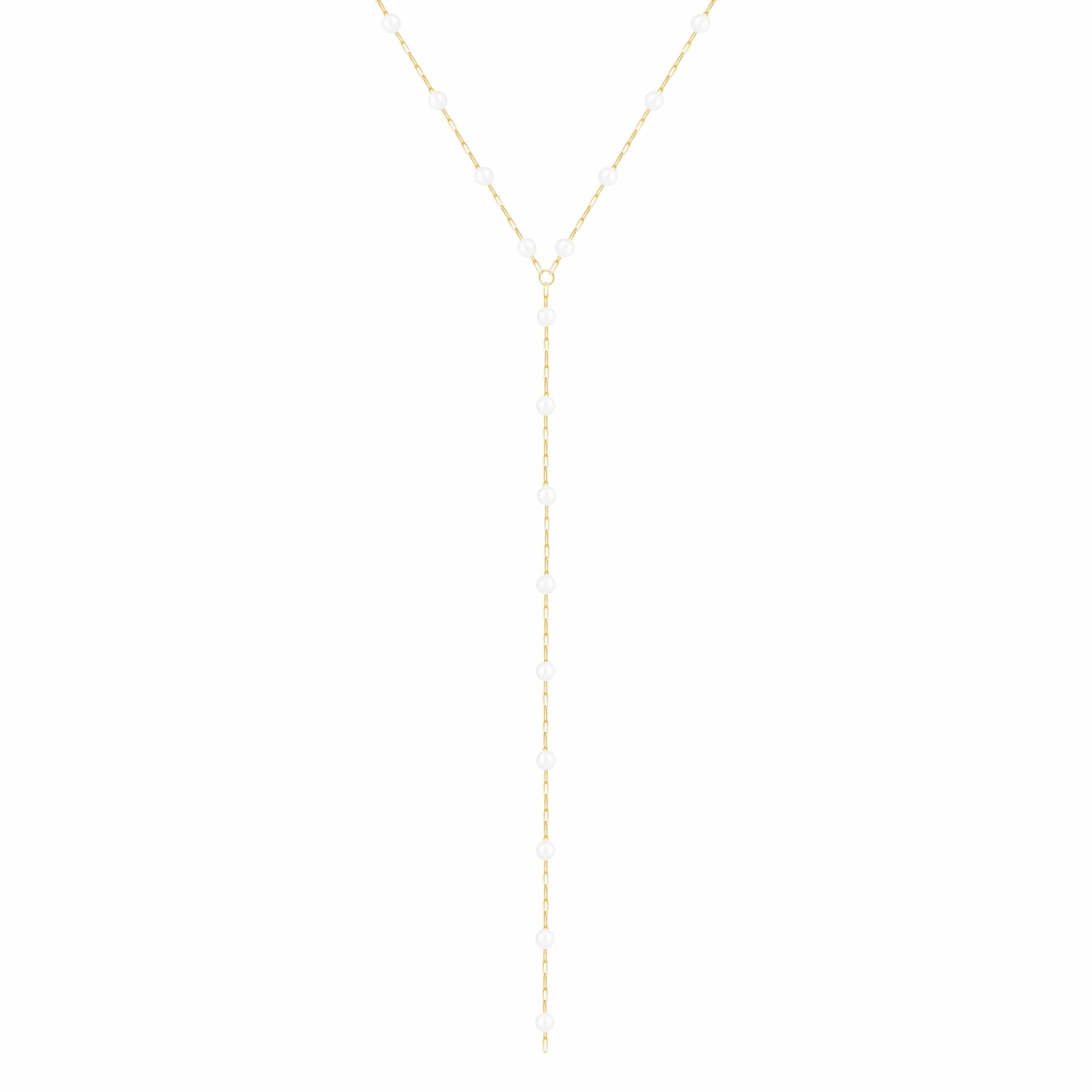 Bohomoon Stainless Steel Spencer Pearl Lariat Necklace