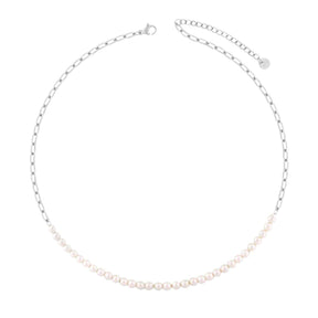 BohoMoon Stainless Steel Spring Break Pearl Necklace Silver