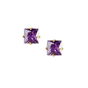 BohoMoon Stainless Steel Square Birthstone Earrings Gold / February