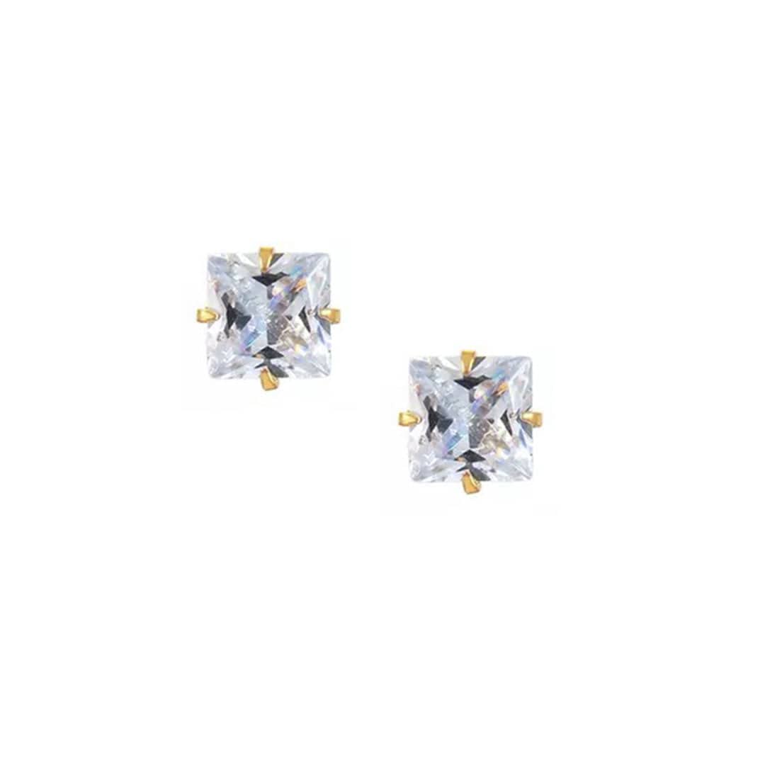 BohoMoon Stainless Steel Square Birthstone Earrings Gold / April