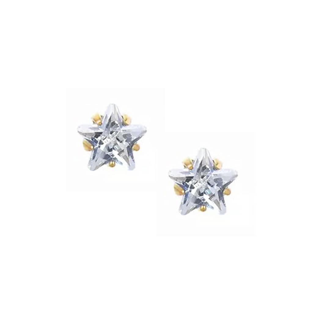 BohoMoon Stainless Steel Star Birthstone Earrings Gold / April