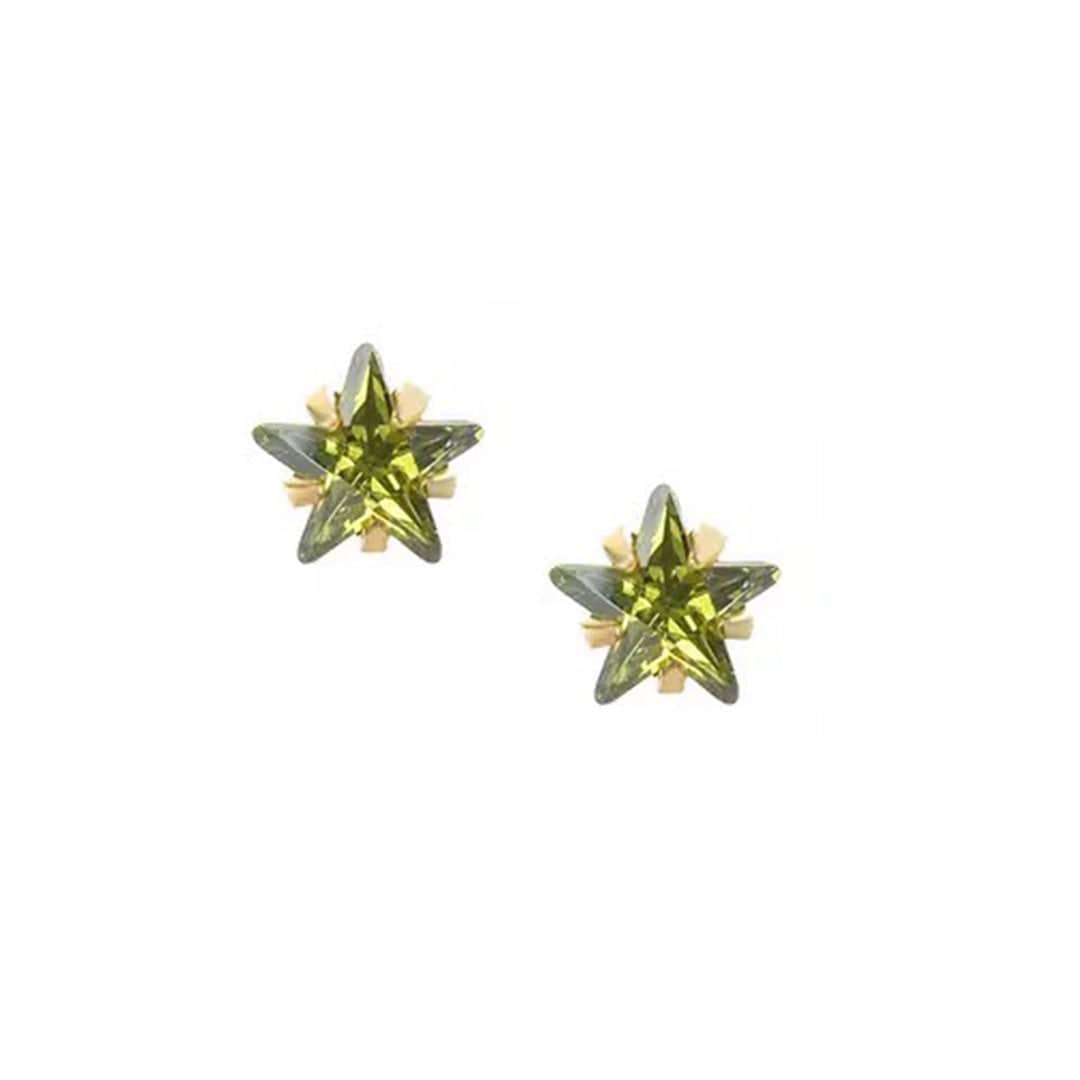 BohoMoon Stainless Steel Star Birthstone Earrings Gold / August