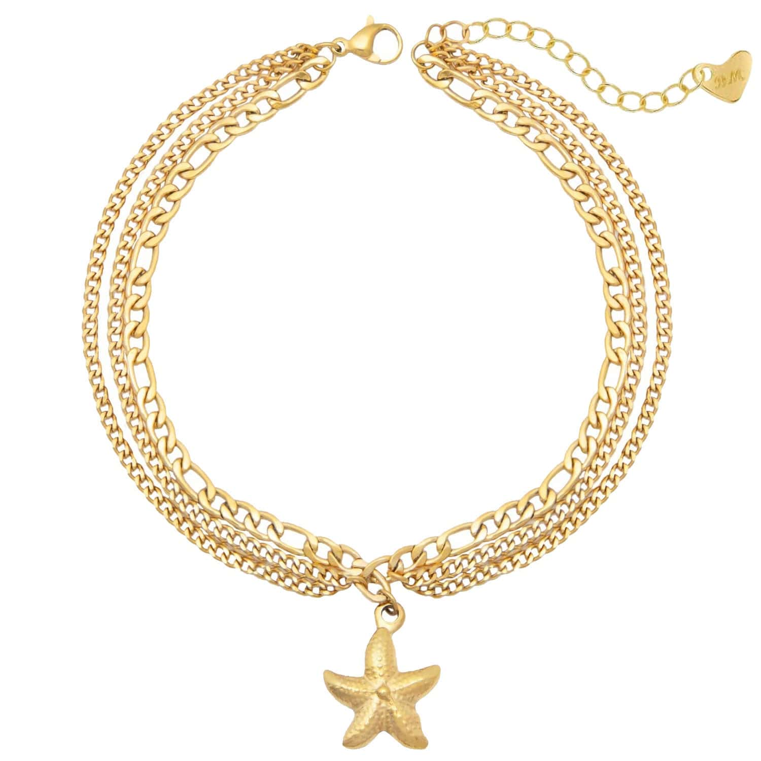 Bohomoon Stainless Steel Starfish Triple Anklet