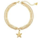 Bohomoon Stainless Steel Starfish Triple Anklet